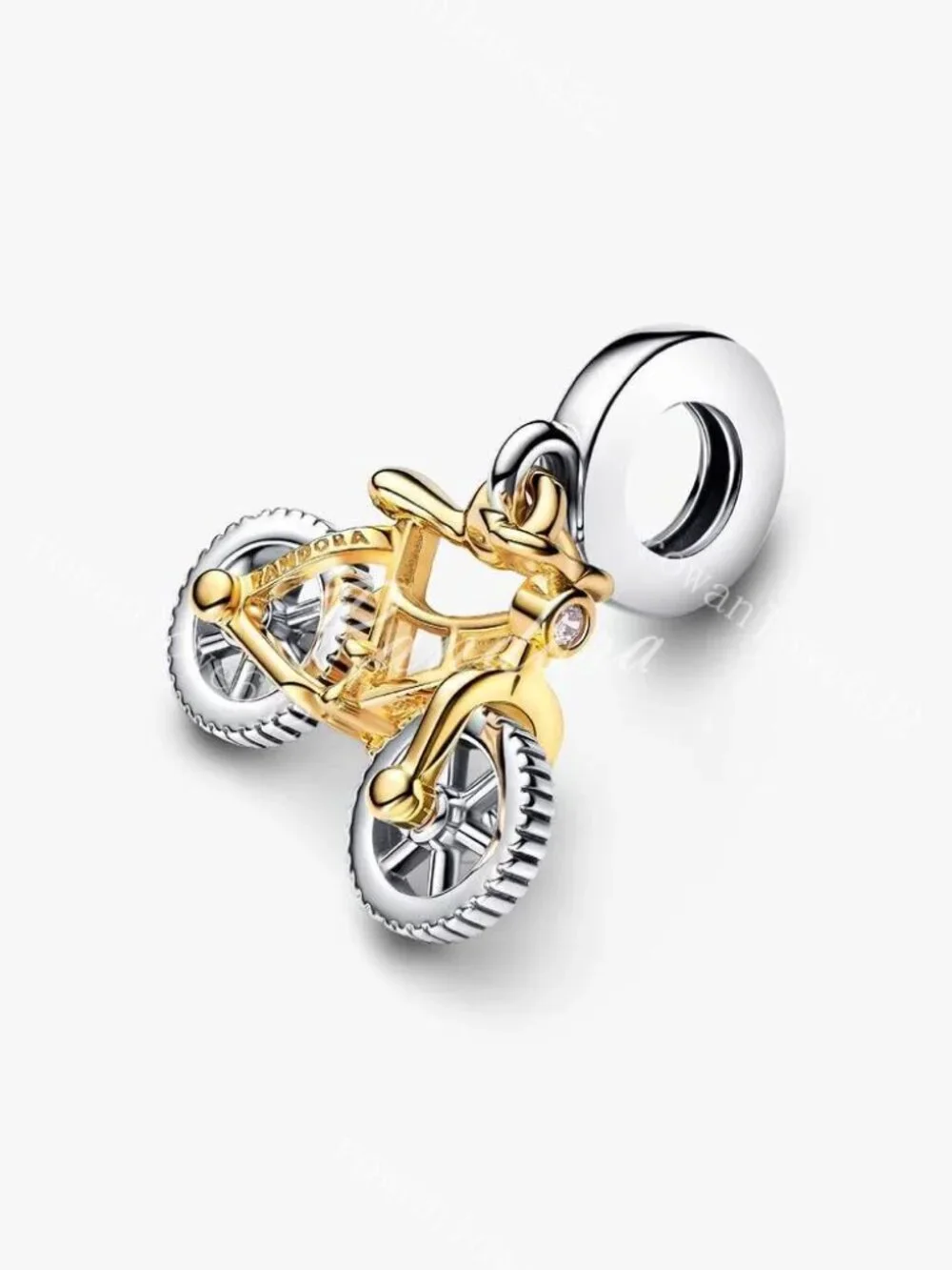 Pandora Two-tone Spinning Wheels Bicycle Dangle Charm